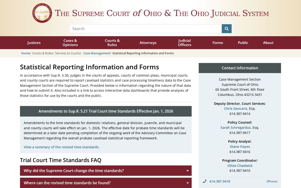 Ottawa County court calendar Ohio Supreme Court court reporting information