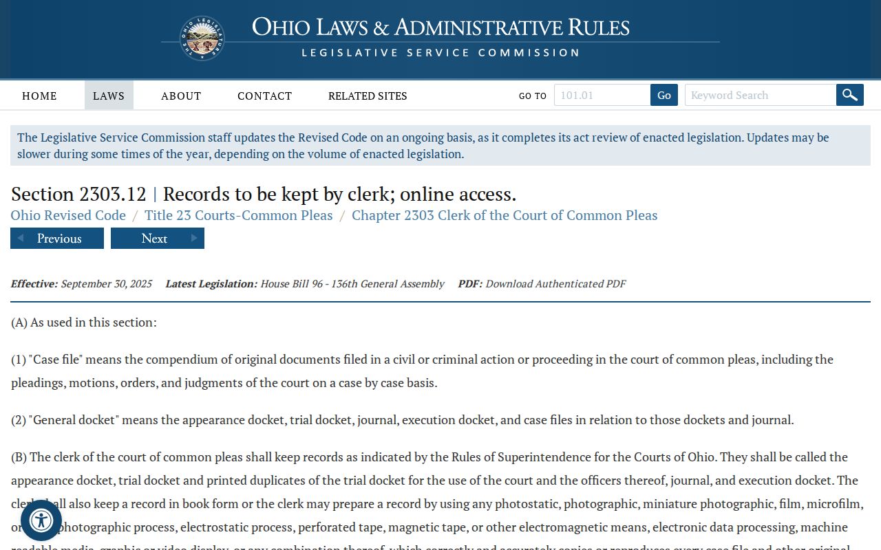 Ottawa County court records Ohio online Common Pleas docket law