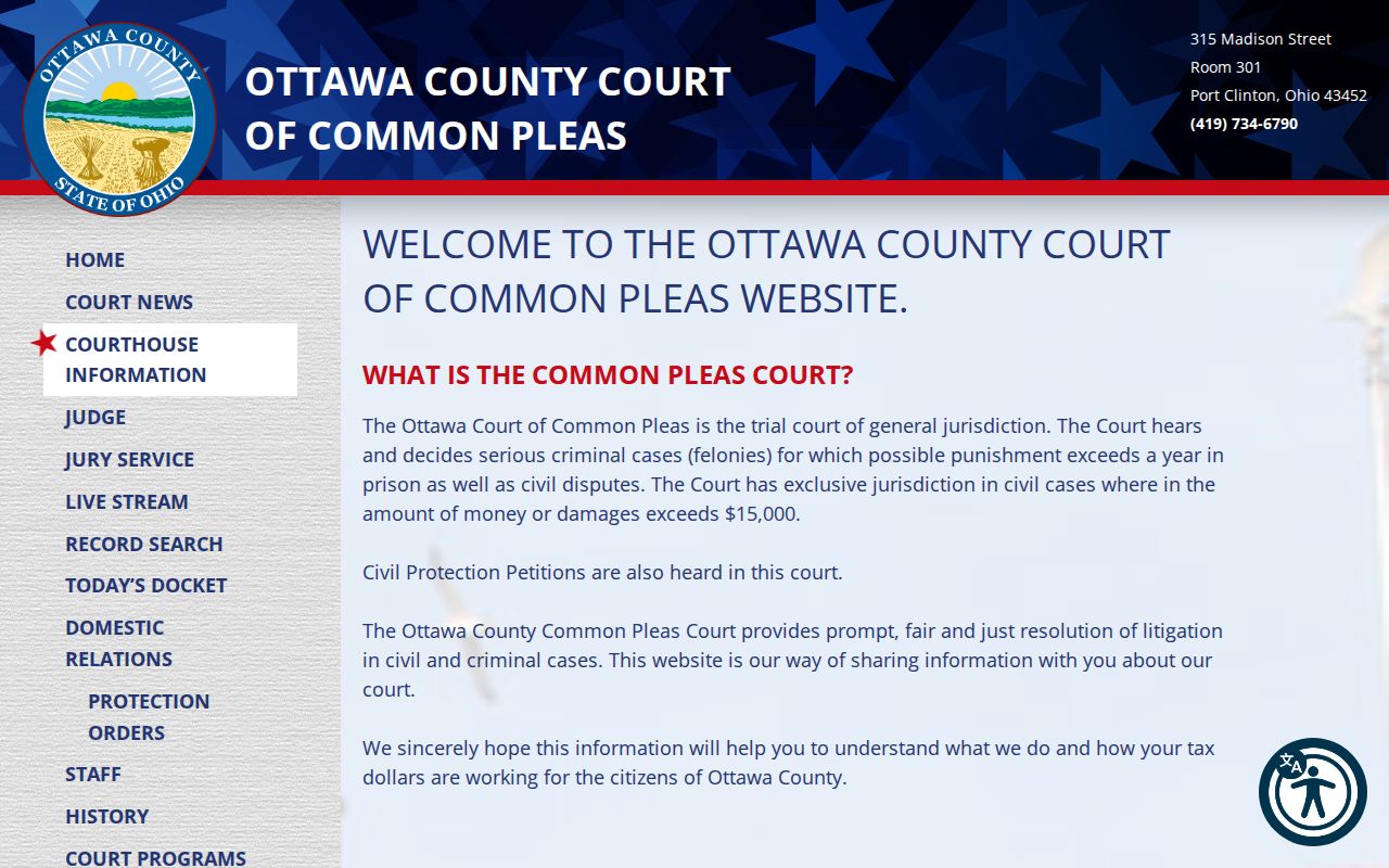Ottawa County court docket Common Pleas courthouse
