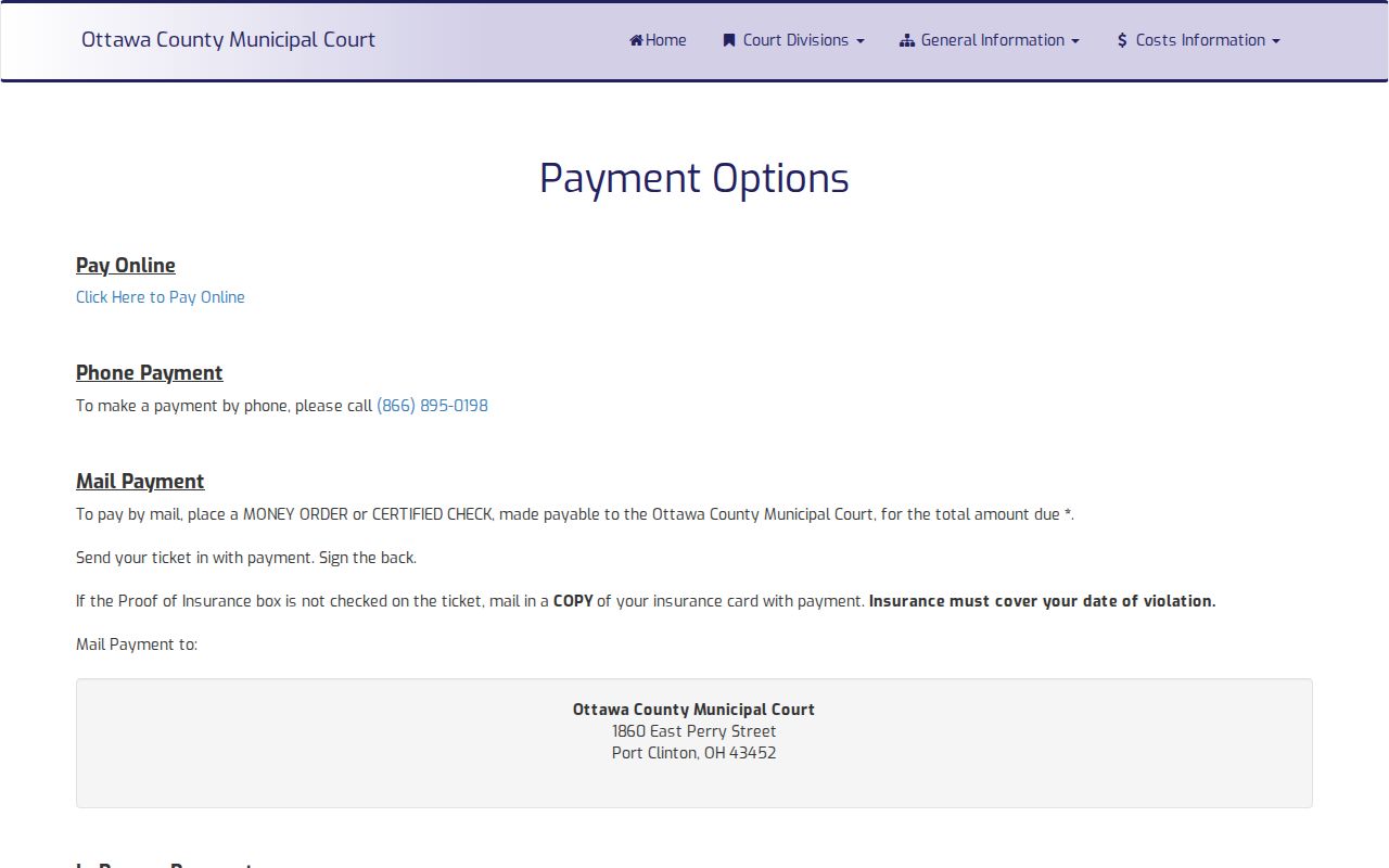 Ottawa County traffic court records Municipal Court payment options